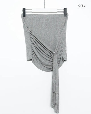 2-way gathered wrap slim mini skirt