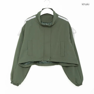 Ribbon Cropped Zip Jacket