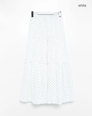 Frilled polka dot long skirt
