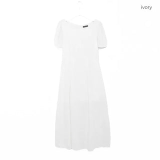 Puff-sleeve long dress