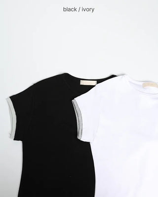 Two-tone layered Tencel short-sleeved T-shirt