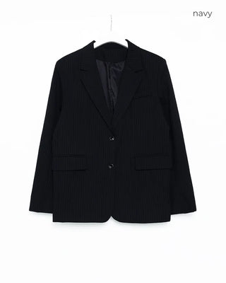 Pinstripe tailored collar single jacket
