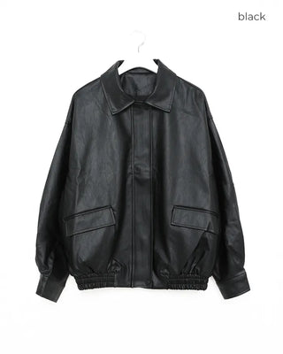 Oversized eco-leather jacket