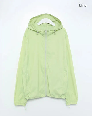 Drawstring coat hooded windbreaker