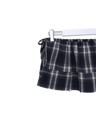 Checked frill wrap skirt