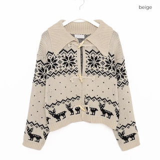 Nordic pattern duffel cardigan
