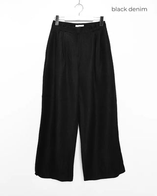Denim Two-Pintuck Wide Pants