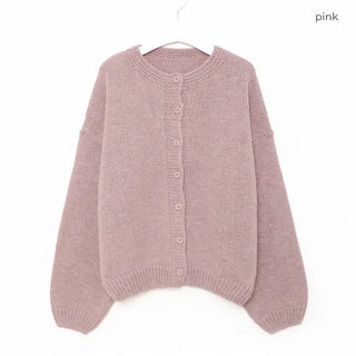 Loose-fitting button-up wool cardigan