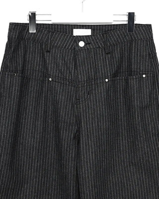 (Unisex) Pencil Stripe Wide Black Jeans