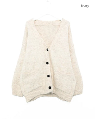 Oversized V-neck wool cardigan