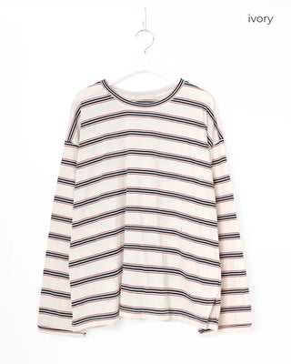 Striped long-sleeved cut and sew