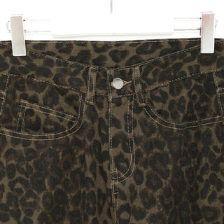 Leopard print semi-wide pants