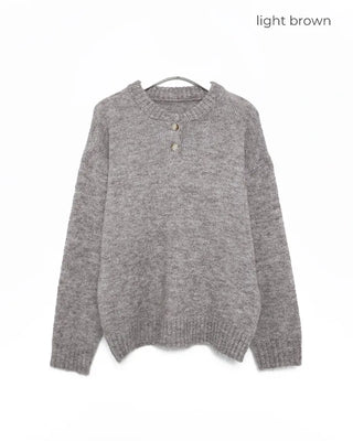 Henley neck round long knit