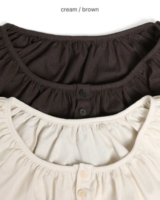 Jewel neck puff blouse