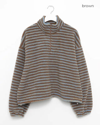 Double Border Half-Zip Boa Pullover