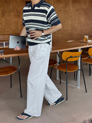 Libero Pigment Linen Long Wide Pants