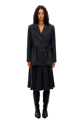 [Moromoro2] Collegiate Tailored Blazer and Pleated  Skirt Set