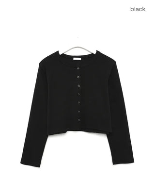 Ribbed snap-button cardigan
