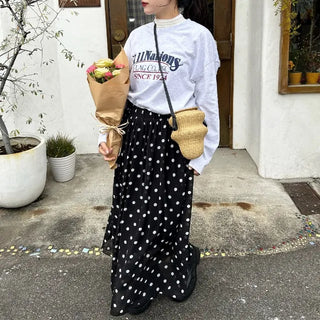 Polka dot long skirt