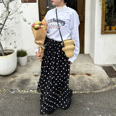 Polka dot long skirt