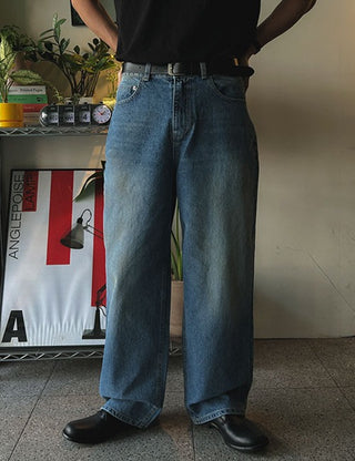 Pin Oil Denim Pants (Wide fit)