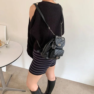 Asymmetrical Slit Shoulder Knit