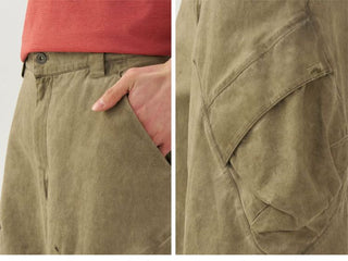 [Monterest] Washed Cotton Pleated Wide Leg Pants
