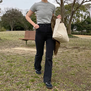 span boot black denim pants