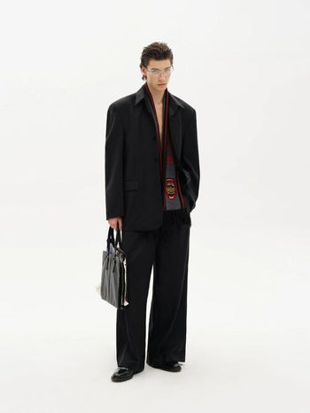 [MASONPRINCE] Wool Blend Oversized Blazer & Wide Pants Set