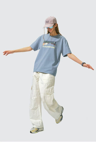 [Monterest] Washed Distressed Mountain Print T-Shirt