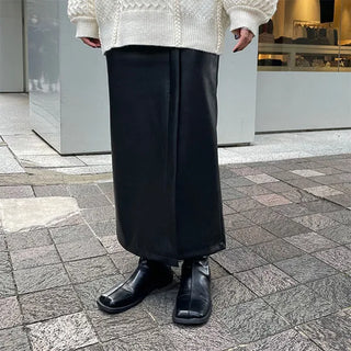 Leather maxi slit skirt