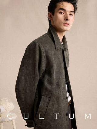 [CULTUM] Linen Blend Shirt Collar Jacket