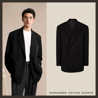 [CULTUM] Wool Blend Double Breasted Relaxed Blazer