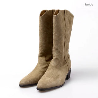 Suede pointed-toe half boots