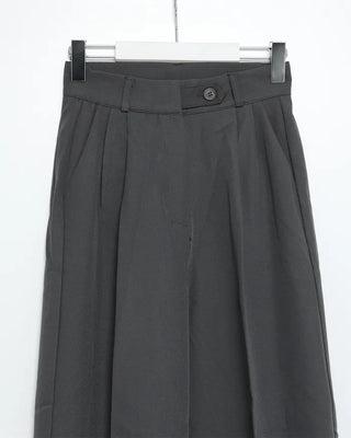 High-waisted, two-pleat, button-down wide-leg trousers
