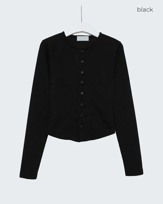 Round neck button cardigan
