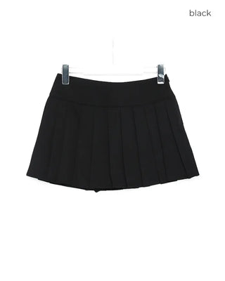 Pleated micro mini skirt pants