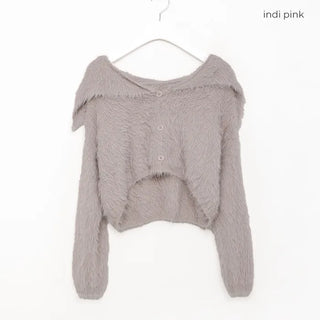 Colored soft shaggy cardigan