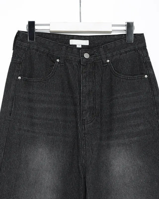 (Unisex) Whisker Wash Rib Denim Pants