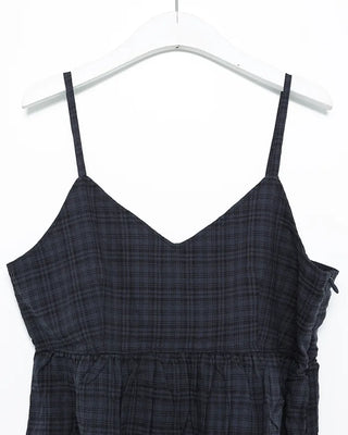 Checked V-neck camisole with peplum silhouette
