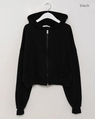 Cropped Hooded Zip-Up