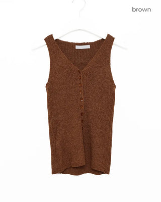 V-neck button-up knit vest