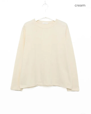 Simple round neck collar long-sleeve T-shirt