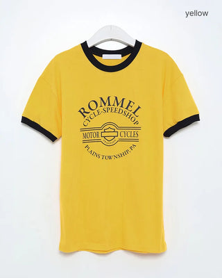 Ringer lettering half T-shirt