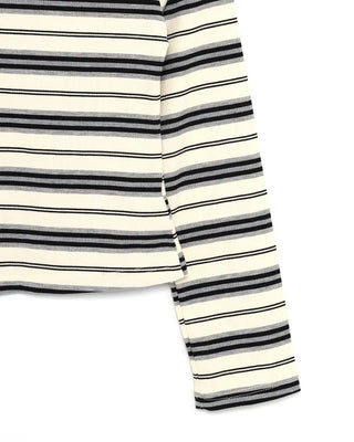 Half-off-shoulder striped T-shirt