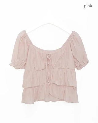 Tiered puff-sleeve blouse