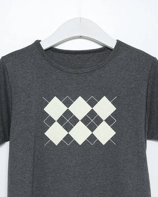 Argyle print short-sleeve T-shirt