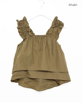 Shirred strap square neck blouse