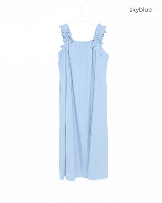 Shoulder Ribbon String Long Dress