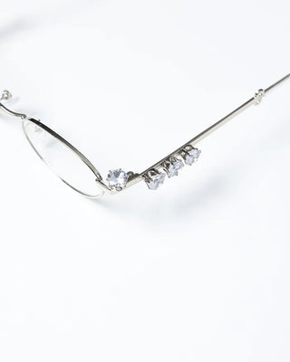 Cubic round-shaped metal frame glasses